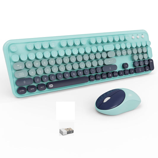 Cute Retro Wireless Keyboard Mouse Combo