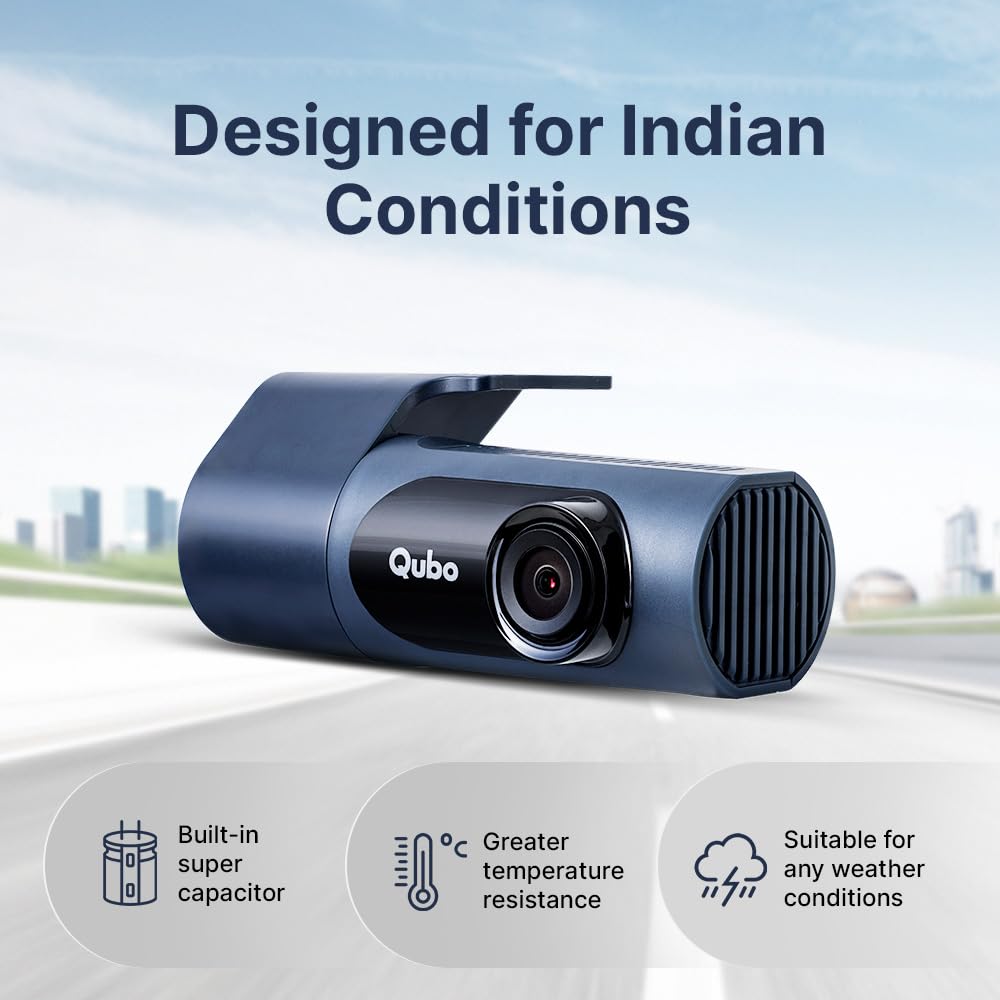 Qubo Car Dashcam Pro X by Hero Group | 3MP 1296P FHD+ Camera | NightPulse Vision | Wide-Angle FOV |