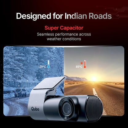 Qubo Car Dashcam Pro X by Hero Group | 3MP 1296P FHD+ Camera | NightPulse Vision | Wide-Angle FOV |
