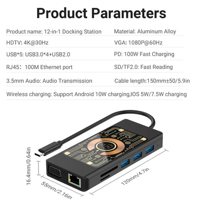 Gopala 12in1 USB C HUB Docking Station