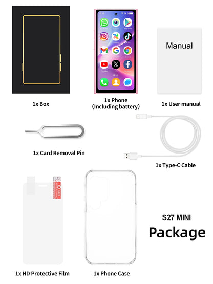 SERVO S27 Mini 4G Version Small Smartphone Android 12.0 OS ROM 16/64GB Google Play Face Unlock Compact Smart Phone Dual SIM Card